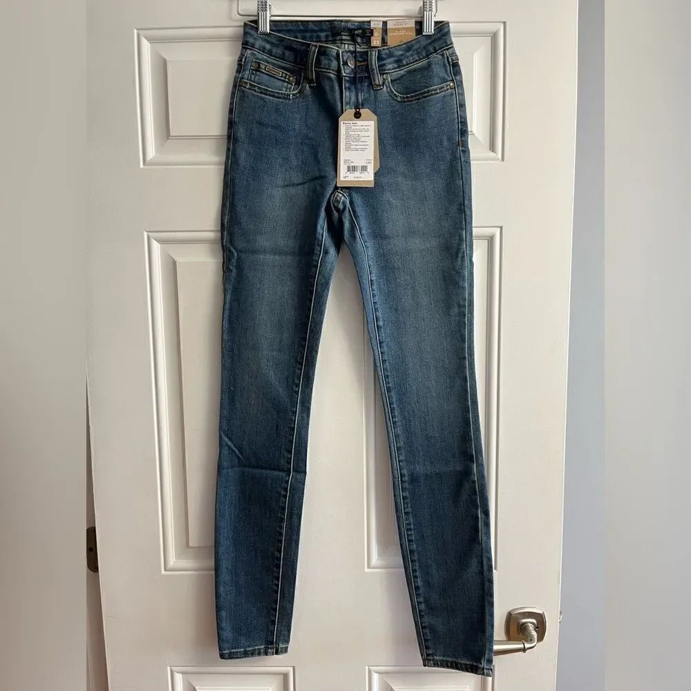 PrAna Sienna Jeans True Blue 5 Pockets Size 0/25 Organic Cotton #1961821 NWT